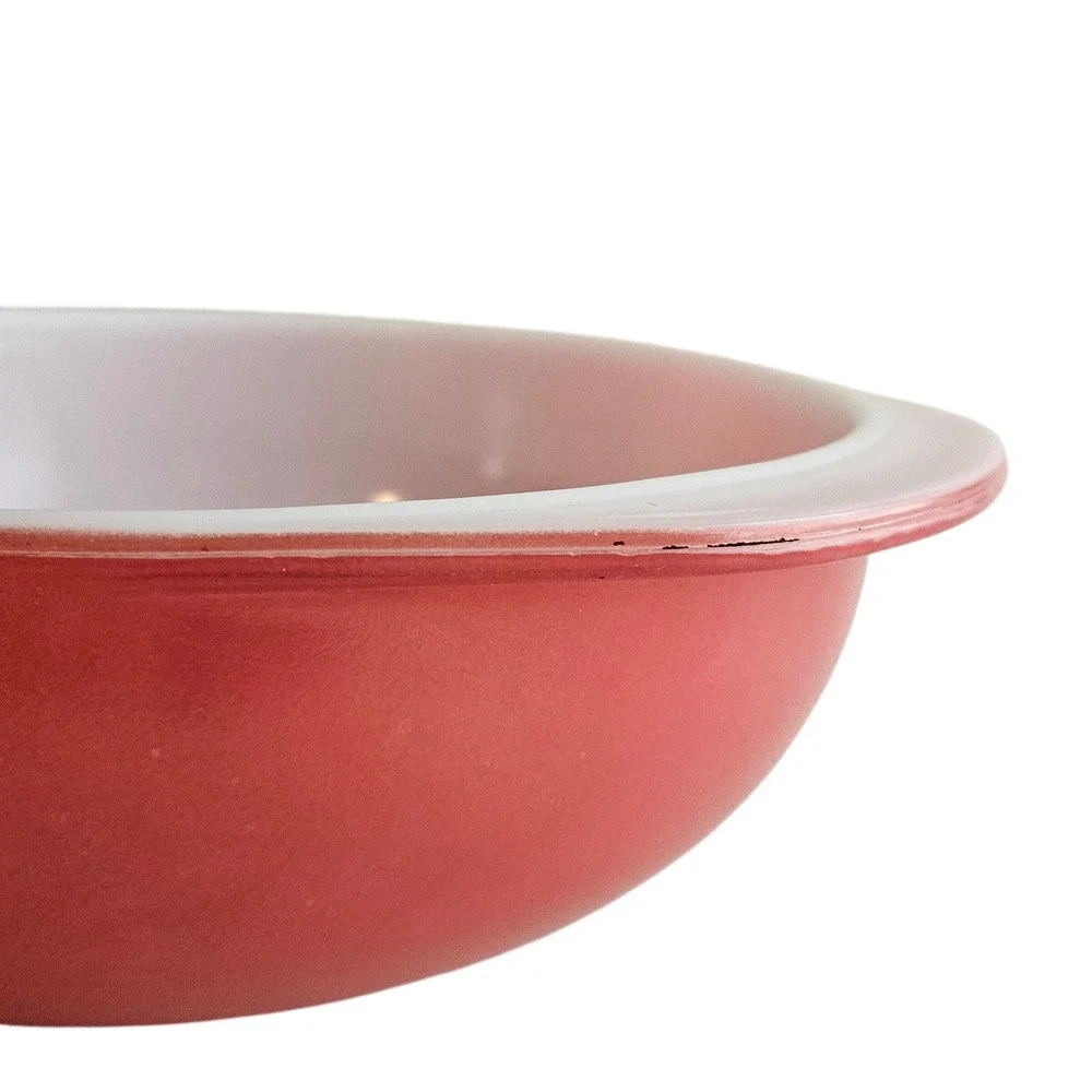 Vintage Pyrex 024 Casserole Bowl 2 Qt Coral Pink Red Milk Glass 8.25 USA‎ FLAWS